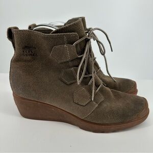 Sorel Toronto Lace Wedge Boots Size 10 Suede
